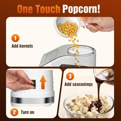 Popcorn Maker, 1200W Fast Hot Air Popper in 2 Minutes, Oil-Free Popcorn Popper, 4.5QT Large Capacity, Popcorn Machine for Home, Movie Nights, Family, Parties&World Cup, ETL Certified (White)
