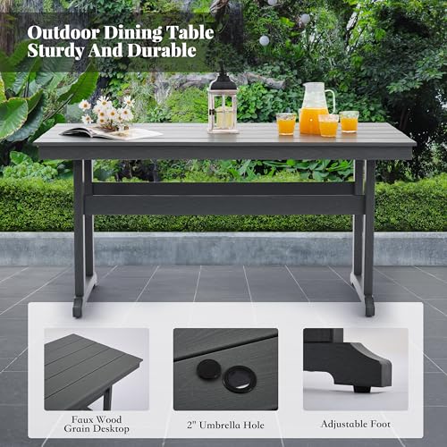 HDPE Dining Table Set for 10,12-Piece Outdoor Table and Chairs Include 10 Dining Chairs and 2 Pcs 62.5" Patio Dining Table with Umbrella Hole (Gray)
