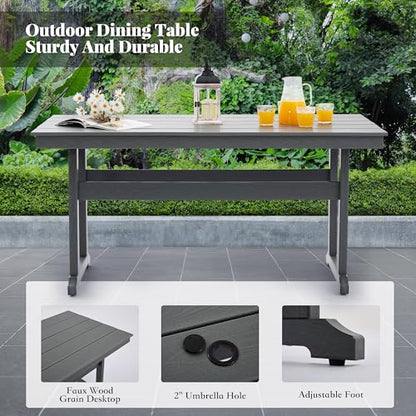 HDPE Dining Table Set for 10,12-Piece Outdoor Table and Chairs Include 10 Dining Chairs and 2 Pcs 62.5" Patio Dining Table with Umbrella Hole (Gray)