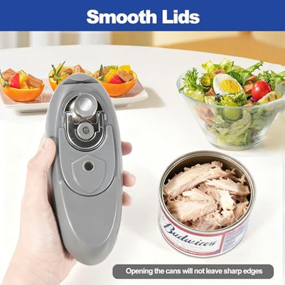 Rechargeable Electric Can Opener for Seniors with Arthritis, Handsfree Automatic Can Opener Electric with Smooth Edge, Magnet Lid Lifter, Fits Almost Can Sizes, Can Opener for Kitchen (Black & Grey)