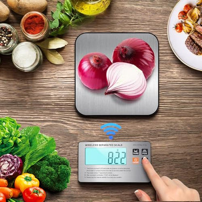 SHGMEET Food Scale- Wireless Separated, 33 lb Digital Kitchen Split Scales Weight Grams and Ounces for Baking Cooking and Meal Prep, LCD Display, 7 Units with Tare Function (Batteries Included)