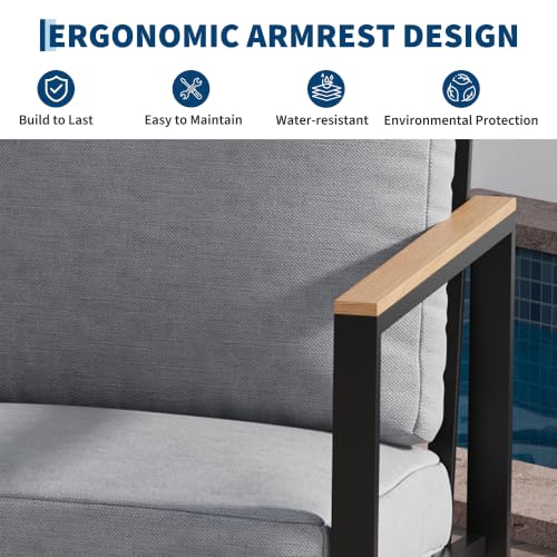 Garvee 4 Piece Patio Furniture Set, Outdoor Sectional Conversation Set Grey