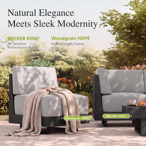 Sophia & William 4 Piece Wicker Patio Furniture Set with 8.7" Gray Cushion