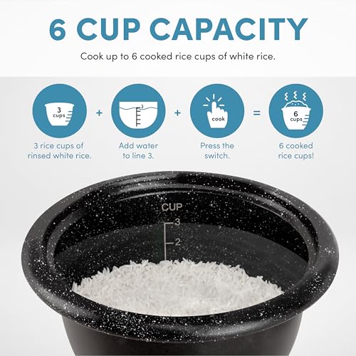 AROMA® 6-Cup (Cooked) / 1.5Qt. Bonded Granite® Rice & Grain Cooker, ARC-863NG