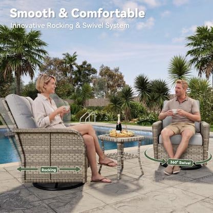 Aoxun 7-Piece Wicker Rattan Patio Furniture Set with 44" Fire Pit Table