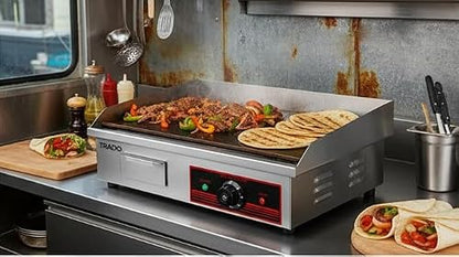 Commercial Electric Griddle 22 inch Adjustable Temp Control, Countertop Flat Top Electric Grill, heavy Duty healthy Stainless Steel Griddle BBQ Grill 55cm,Flat Top Grill for Restaurants