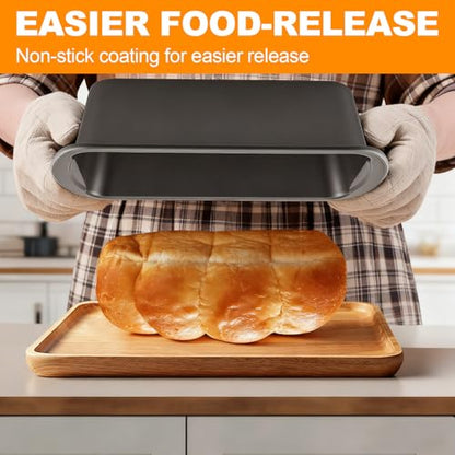 Loaf Pan with Liners Set, 2-Pack Nonstick 10 x 5 Inch Bread Pan and 50 Loaf Liners for Homemade Oven Baking - Rectangular Baking Tray for Kitchen Home Baker Make Sourdough Banana Sandwich Bread