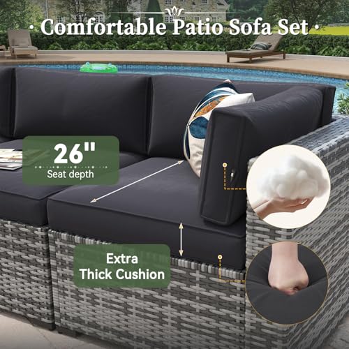 Aoxun 10 Piece Patio Furniture Set Wicker Rattan Patio Conversation Set