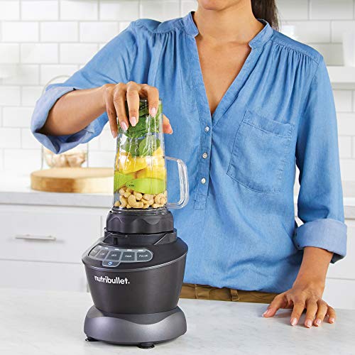 Nutribullet Full-Size Blender Combo, Single-Serve & Large Capacity, 1200W, 64oz Pitcher, 32oz Cup, Extractor Blade, 3-Speed, Pulse, Smoothies, Soups, Sauces, Easy Cleaning, Dark Gray, NBF50500