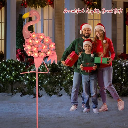 Homeimpro Garden Solar Lights Flamingo Yard Decor Gifts for Women Outdoor Decorations Stake Lights, Waterproof Warm White 27 LED for Lawn,Patio, Courtyard, for Mom Grandma