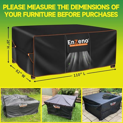 Enzeno Patio Furniture Cover Outdoor Waterproof 110" L x 82" W x 28" H