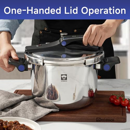 KOBACH 8QT Stainless Steel Pressure Cooker, Olla de presion, Cooking Pressure Cooker, Compatible with Induction and Gas Stovetops, Dishwasher Safe, One-Hand Opening Design