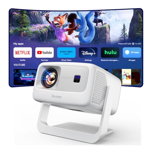 [3500 Ultra Bright/Official Apps Downloads/65W Dolby Audio/4K Support] Smart Outdoor Projector with WiFi and Bluetooth, Auto Focus, All-in-One Streaming Apps Proyector, 2026 Upgraded from Grey Model