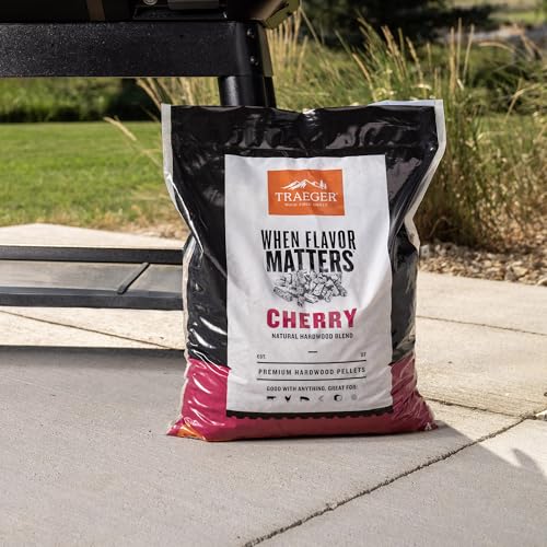 Traeger Grills Cherry 100% All-Natural Wood Pellets for Smokers and Pellet Grills, BBQ, Bake, Roast, 18 lb. Bag