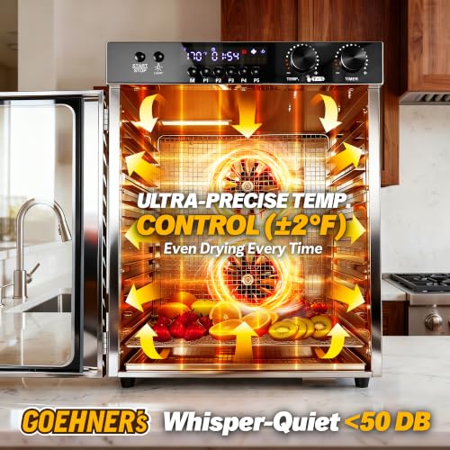 Food Dehydrator for Jerky 15 Trays, 1100W Meat Dehydrator Machine Up to 194°F with 5 Presets & 48H Timer, Food Dryer for Dog Treats, Herbs, Fruit and Veggies