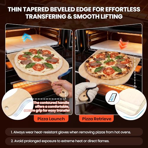 Gicyiit Pizza Peel, Premium 11-inch Wooden Nonstick Pizza Spatula Paddle with Easy-Glide Beveled Edge for Transferring, Serving, Versatile Pizza Board with Easy-To-Grip Handle for Oven, Stone, Grill