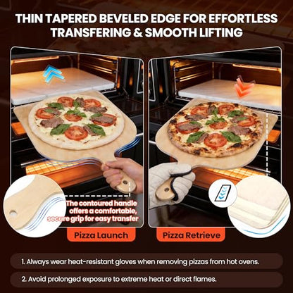 Gicyiit Pizza Peel, Premium 11-inch Wooden Nonstick Pizza Spatula Paddle with Easy-Glide Beveled Edge for Transferring, Serving, Versatile Pizza Board with Easy-To-Grip Handle for Oven, Stone, Grill