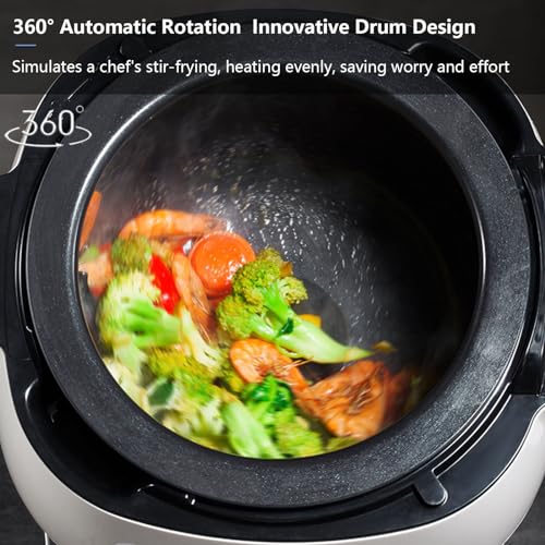 Cplsntaeam Multi-Function Stir-Fry Machine Cooker, Auto Cooking Wok Fried Rice Machine 360° Automatic Rotation, Drum Type Stir Frying Machine for Stir Frying,Stewing,Cooking