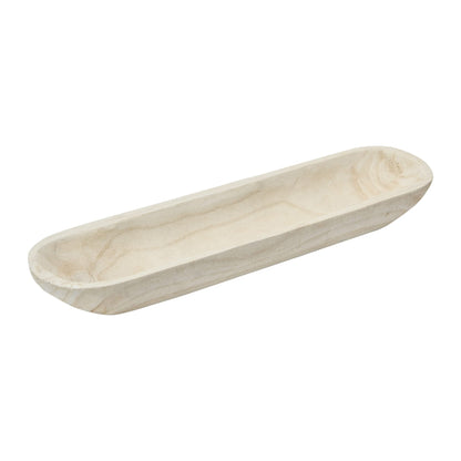 Creative Co-Op Decorative Paulownia Wood Tray, White