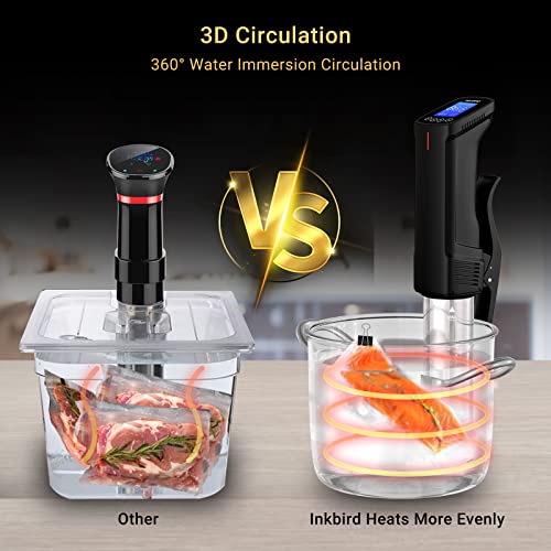 INKBIRD WIFI Sous Vide Cooker Bundle with 30PCS Sous Vied bags and Vacuum Sealer Pump, Sous Vide Starter Kits, Recipes on APP,1000W Sous-Vide Machine for Steak