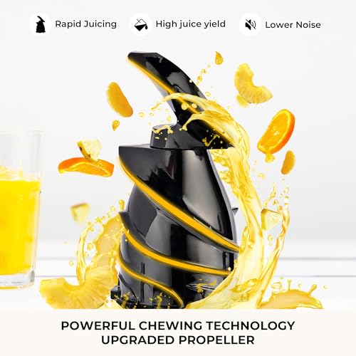 SUSTEAS Cold Press Juicer, 300W, 5.3" Large Feed Chute, 1.5L Capacity, Automatic Feeding, High Yield, Easy to Clean, Ideal for Whole Fruits & Vegetables, Black