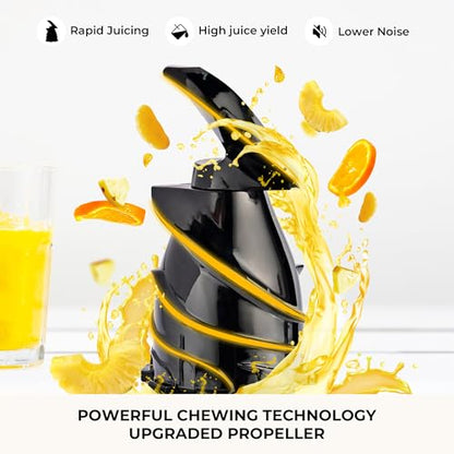 SUSTEAS Cold Press Juicer, 300W, 5.3" Large Feed Chute, 1.5L Capacity, Automatic Feeding, High Yield, Easy to Clean, Ideal for Whole Fruits & Vegetables, Black