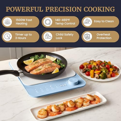 Elite Gourmet Slim Portable Induction Cooktop, 1500W Countertop Burner with 10 Power Levels & Temperature Control (140°F–465°F), Ultra-Slim 2" Design, Digital Touch Controls, Timer & Child Lock