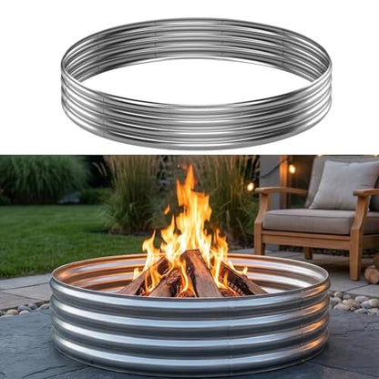 Fire Pit Ring for Outside Wood Burning, 60in Outdoor Fire Pit, Heavy Duty Steel Burn Pit for Backyard, Camping, Bonfire, Modern Style Large Metal Fire Pit Ring