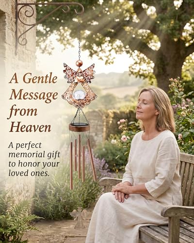 Supdeco Solar Angel Wind Chimes for Outside: Melodious Mother's Day Birthday Gifts for Mom Women Grandma Her Wife - Weatherproof Metal Outdoor Decor Easy Hanging for Garden Patio Tree Window Memorial