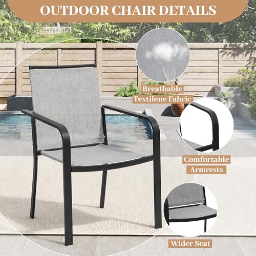 Anmutig 7-Piece Outdoor Dining Set, 63" Patio Table, Stackable Chairs Gray