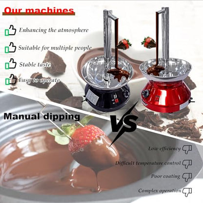 Chocolate Fountain Machine, Faucet Model Chocolate Waterfall Machine, Stainless Steel Chocolates Fountain Warmer with Chocolates Melting Function for Party, Wedding, Birthday (Black)