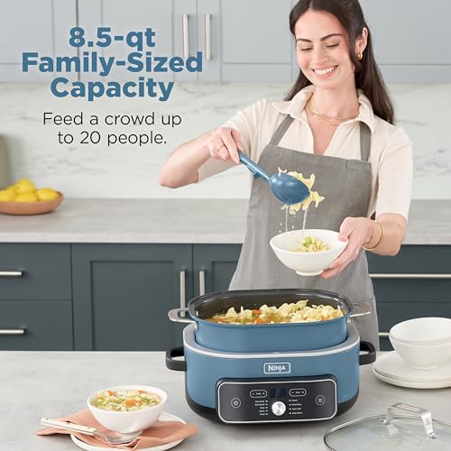 Ninja MC2001 PossibleCooker PRO Plus, 8.5-QT Multicooker, 9 Functions, Slow Cook, Sear, Sauté, Proof, Pasta/Rice, Replace 16 Kitchen Tools, Oven-Safe Ceramic Pot, 1400-Watt, Blue (2026 Release)