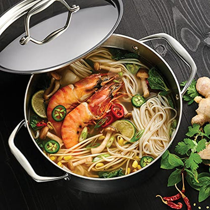 Tramontina Signature Tri-Ply Clad Stainless Steel 5-Quart Dutch Oven Pot with Lid, Induction-Ready, Dishwasher-Safe, NSF-Certified, Made in Brazil
