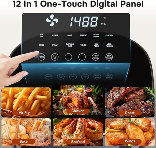 Simple Deluxe 12-in-1 Air Fryer 6.34 Qt, Digital Preset Airfryer with Visible Window, Nonstick and Dishwasher-Safe Basket, Air Fry, Roast, Bake, Dehydrate, Fries, 1700W, Gary