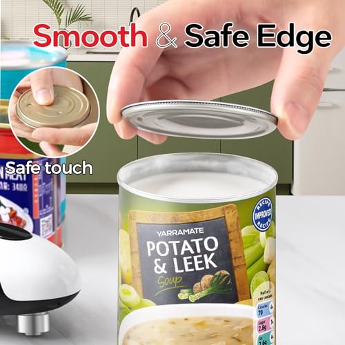 YARRAMATE Electric Can Opener, One Touch Rechargeable Automatic Can Openers for Kitchen Fits All Cans Sizes - Smooth Edge, Hands-Free for Seniors | With Storage Bag, Portable for Travel
