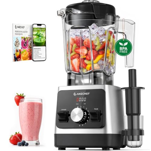 AMZCHEF 1800W Smoothies Blender, Ice-Crushing Countertop Blenders