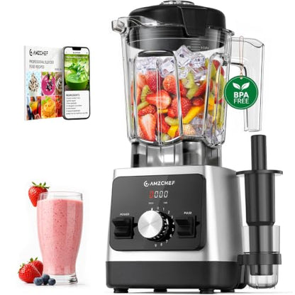 AMZCHEF 1800W Smoothies Blender, Ice-Crushing Countertop Blenders