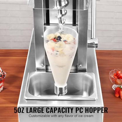 VEVOR Frozen Yogurt Blending Machine 750W, Yogurt Milkshake Ice Cream Mixing Machine 1740RPM, 304 Stainless Steel Ice Cream Shaker, Customizable with any Flavor of Ice Cream
