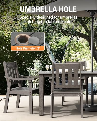 YEFU Outdoor Patio Dining Sets: All Weather 12 Piece Dining Table Set for 10 with Umbrella Hole & Aluminum Frame - Outdoor Furniture 2 Table and 10 Chairs for Outside Backyard/Porch/Deck Grey