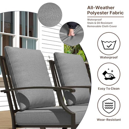 Gotland 14 Piece Outdoor Dining Set, Metal Outdoor Table and Swivel Chairs with X-Shaped Legs 1.5" Umbrella Hole, Patio Furniture Set with Waterproof Cushions, Patio Dining Sets for Deck Gray