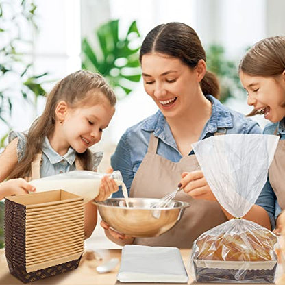 75 Sets Loaf Pans Disposable Paper Baking Loft Mold Bulk 6 x 2.5 x 2 Inch Rectangle Baking Pans with Bags Ties for Quick Bread Small Pumpkin Breads, Microwave Oven Freezer Safe
