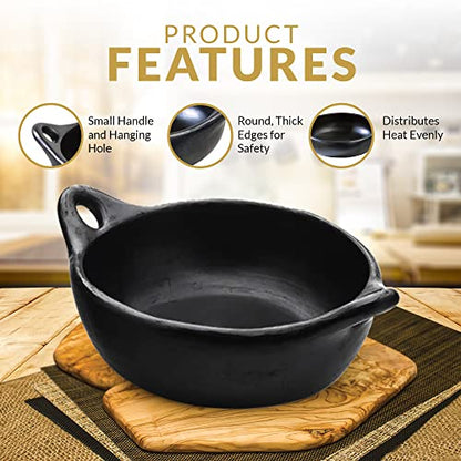Authentic Chamba Oval Roaster w/Cover - Elegant, All-Natural Black Clay Dutch Oven for Braising, Baking, Roasting - Stovetop & Oven Safe – Earthenware, Handmade in Colombia – V. Large, 10 Qt.