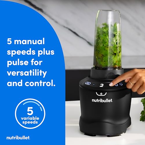 nutribullet SmartSense Blender Combo, 1400W, 64oz Pitcher, 32oz & 24oz Cups, 5-Speed, Smoothies, Ice and Frozen Fruit, Nut Milk, Soup, Matte Black, NBF50700AK