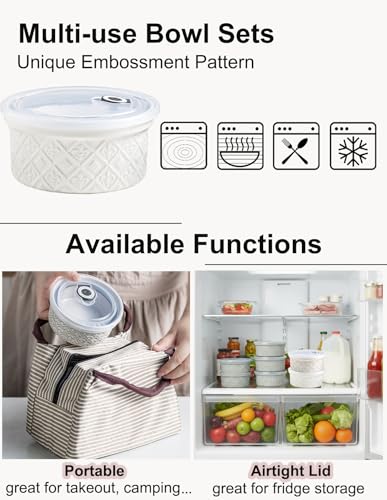 MISSYSSIM 12 oz Ramekins Oven Safe, 4.5 Inch Creme Brulee Ramekins with Lids, Small White Ceramic Souffle Dishes, Mini Baking Bowls with Cover Set of 4, Ramekin Microwave & Dishwasher Safe