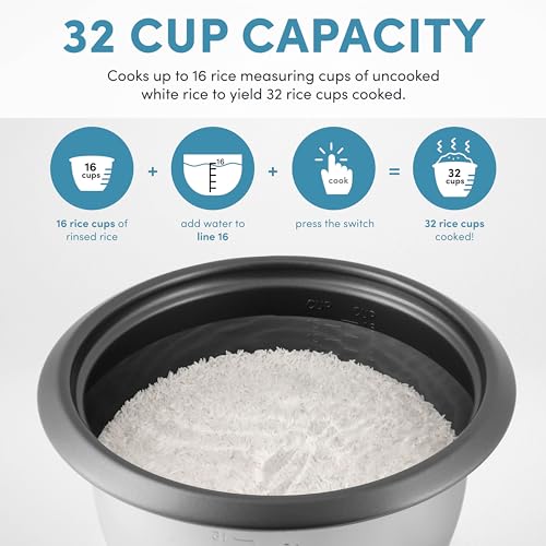 Aroma Housewares 32-Cup (Cooked) (16-Cup UNCOOKED) Pot Style Rice Cooker (ARC-7216NG) , White