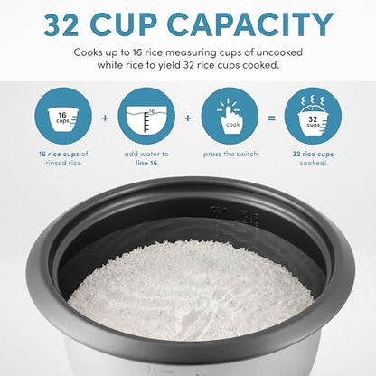 Aroma Housewares 32-Cup (Cooked) (16-Cup UNCOOKED) Pot Style Rice Cooker (ARC-7216NG) , White