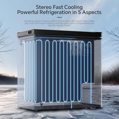 Kismile 2.0 Cubic Feet Chest Freezer with 2 Removable Basket Free Standing Top Open Door Compact Freezer with Adjustable Temperature for Home/Kitchen/Office/Bar