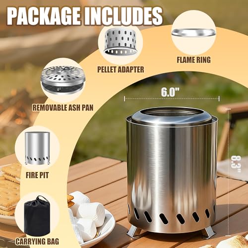 Tabletop Fire Pit - Smokeless 6 Inch Table Top Firepit for Outside Small Portable Fire Pits with Carry Bag Mini Pellet Stove for Camping Backyard Patio Garden Picnic