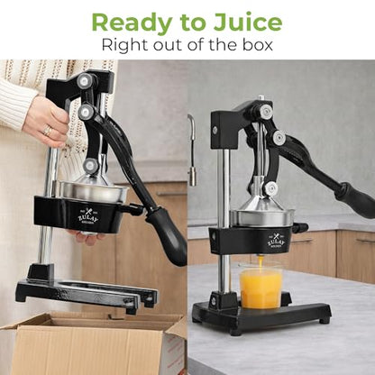 Zulay Kitchen Cast Iron Juicer - Heavy Duty Manual Juicer with Detachable Strainers for Easy Cleaning, Orange Juice Press for Citrus Fruits, Perfect for Bartenders, Juice Lovers & Health Enthusiasts