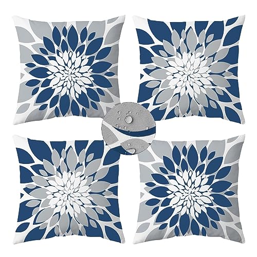 Qahing Outdoor Waterproof Pillow Covers for Patio, 20x20, Blue Grey